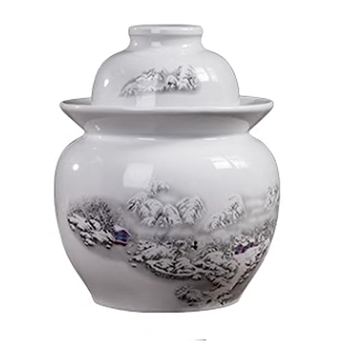 Ceramic Fermentation Crock Jar Kit,Sauerkraut Crock, Traditional Chinese Porcelain Pickle Jar with Water Seal Airlock Lid,Pickle Jar for Fermenting or Pickling Pickl 1.5kg - size: 1.5kg