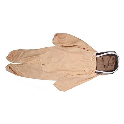Beekeeping Suit Canvas Full Body Beekeeper Outfit with Gloves for Men Women Apiary Protective Clothing, Light Coffee