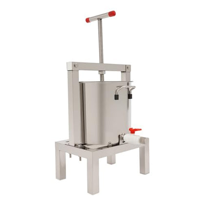 10L/2.6Gal Large Wine Presser, Stainless Steel Cider Press Extractor Bucket, Manual Fruit Juice Presser Freestanding DIY Fruit Honey Presser Machine for Homes, Farms