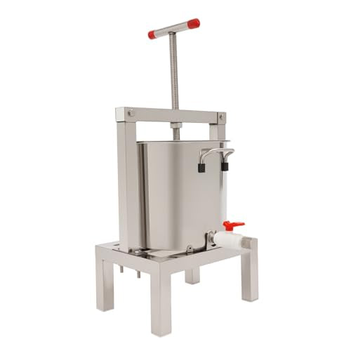 10L Stainless Steel Manual Honey Press Machine, Multifunctional Fruit Wine Press, DIY Juice Olive Oil Cheese Extractor Press for Home Apiary Farm Food Factory