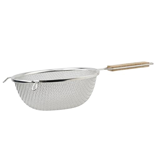 Winco Strainer, 8-Inch Diameter, Medium Double Mesh, Tin, Tan