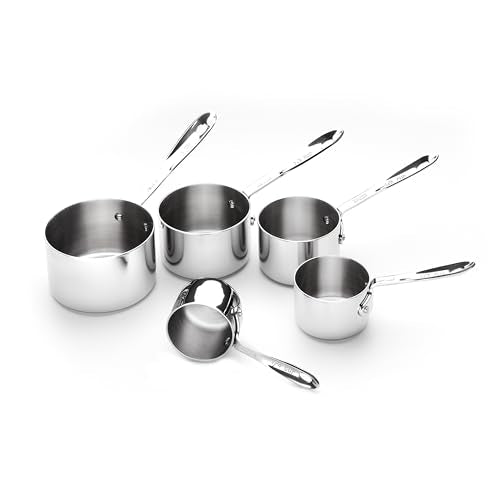 All-Clad Kitchen Accessories Stainless Steel Measuring Cup Set 5 Piece Cookware, Pots and Pans, Dishwasher Safe Silver - size: 5-piece
