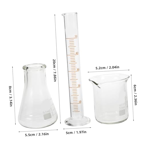 Cabilock 1set Laboratory Glassware Beaker Graduated Cylinder and Flask for Chemistry Experiments Accurate Measurements Borosilicate Glass for