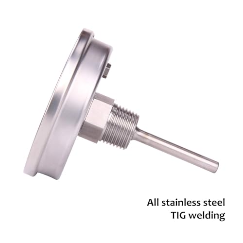 MEASUREMAN Fully Stainless Steel Pot, Kettle, Brewing Bimetal Thermometer, 3" Dial, 2-1/2" Stem, 0-250 deg F/-20-120 deg C, -1% Accuracy, Adjustable, 1/2" NPT Back Mount （2 Pack） - size: 0-250 deg F/-20-120 deg C, style: 2-1/2" Stem 2pc