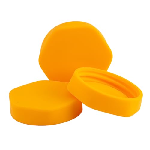 HOUSERRY DELUXE Easy-Grip Easy-Open 100% Silicone Mason Jar Lid - 3 pcs (REGULAR MOUTH, ORANGE) - color: ORANGE, size: REGULAR MOUTH