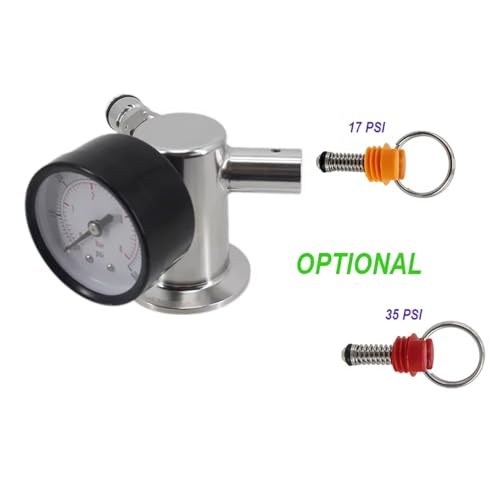 1pcs 1.5" Tri Clamp Gas Manifold for Conical Fermenters - SS304 with Pressure Gauge & Relief Valve for Homebrewing(35 PSI PRV) - size: 35 PSI PRV