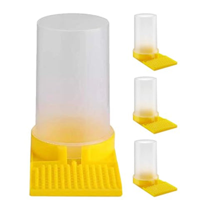 Happyyami 4Pcs Bee Feeder Water Cups PP Material Beehive Entrance Feeding Tool for Beekeeping Supplies Garden Bee Waterer Station Easy Operation Without Opening Hive