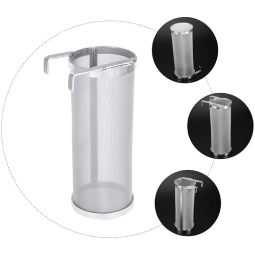 Stainless Steel Filter Net Barrel with Hook Lightweight Permanent Wine and Beer Brewing Strainer for Home Use during Family Days or Camping Trips