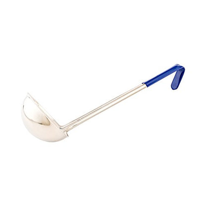 Restaurantware Met Lux 8 Ounce Soup Ladle 1 Hook Handle Serving Spoon - With Blue Handle Dishwashable Stainless Steel Cooking Ladle For Pouring And Cooking Perfect for Soup Chilli Or Batter - size: 8 oz