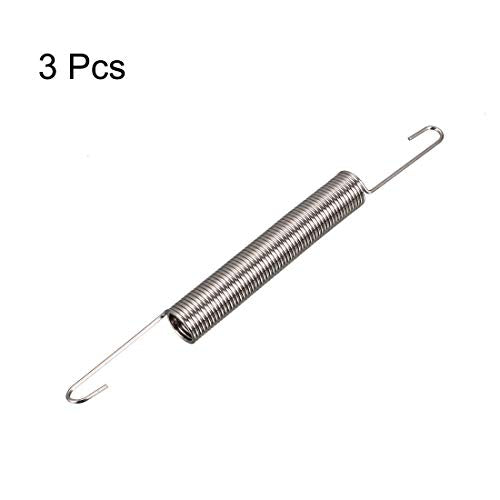 uxcell Extension Spring - 1mm Wire Dia, 10mm OD,120mm Length Spring Steel Small Dual Hook Tension Spring 3pcs - size: 1.0x10x60mm