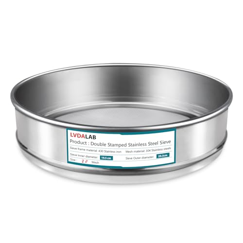 304 Stainless Steel Mesh Lab Sieve, 20 Mesh (0.9mm) Aperture Test Sieve, 7.9Inch(20cm) Diameter Economy Standard Analysis Sample Test Sieves for Industrial Laboratory Homes - size: 20Mesh(0.9mm)/Ф7.9in