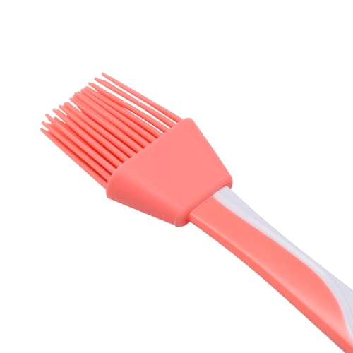 Generic 1Pcs Pastry Brush Asymmetrical Wave Brush with Flat Handle Dishwasher Safe Silicone PP Pink White 22.5x3.5cm