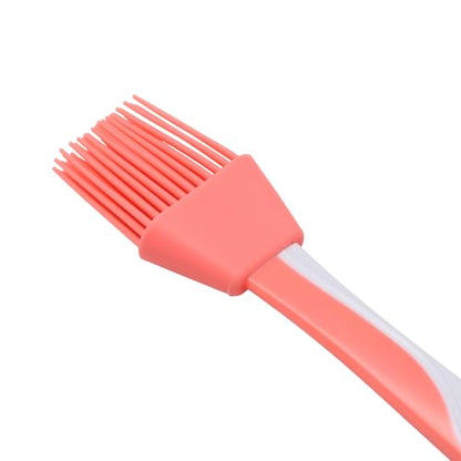 Generic 1Pcs Pastry Brush Asymmetrical Wave Brush with Flat Handle Dishwasher Safe Silicone PP Pink White 22.5x3.5cm