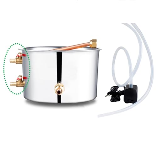 Shine Still Alcohol Distiller 13.2 Gallon with Stainless Steel Pot Glass Thumper Keg Copper Coil Thermometer Water Pump Home Brewing Kit for Wine Making Whisky Brandy Vodka - size: 13.2GAL/50L With Glass Thumper