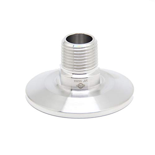 QiiMii 1.5 Inch Tri Clamp Tri Clover Fittings to NPT 3/8" Male Thread Adaptor, Stainless Steel 304 - size: TC 50.5 x 3/8"