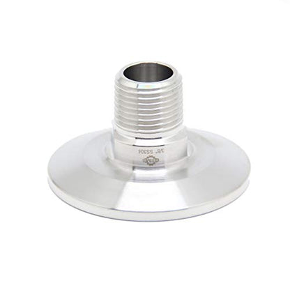QiiMii 1.5 Inch Tri Clamp Tri Clover Fittings to NPT 3/8" Male Thread Adaptor, Stainless Steel 304 - size: TC 50.5 x 3/8"