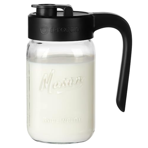 32 oz Glass Pitcher with Lid, 1 Quart Mason Jar Pitcher with Lid Airtight, Breast Milk Storage for Fridge, Ideal for Cold Brew Coffee, Iced Tea, Sun Tea, Juices - color: Black