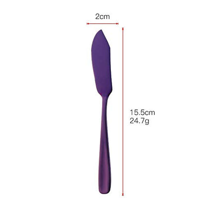 Stainless Steel 18/10 Cheese Desert Knives, Set of 4, Baikai Breakfast Butter Knife, Slicer Sandwich Spreader (Purple) - color: Purple