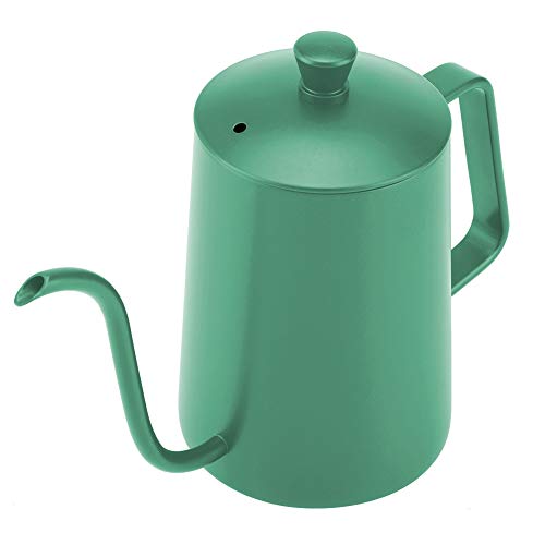 ZJchao Stainless Steel Coffee Kettle Gooseneck Spout Teapot with Thermometer 600ml Large Capacity Precision Pouring Coating for Coffee Brewing Enthusiasts Black Pink Green (Green) - color: Green