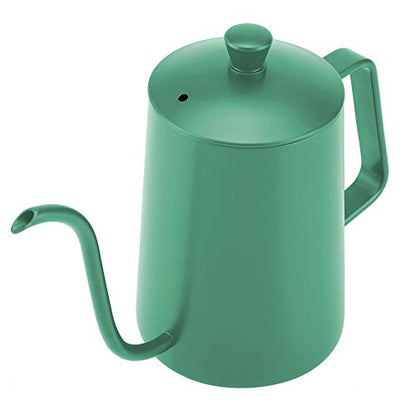 ZJchao Stainless Steel Coffee Kettle Gooseneck Spout Teapot with Thermometer 600ml Large Capacity Precision Pouring Coating for Coffee Brewing Enthusiasts Black Pink Green (Green) - color: Green