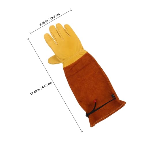 Long Sleeve Thorn Resistant Gardening Gloves for Women and Men, Cowhide Leather with Extended Cuff for Rose Pruning, Beekeeping, and Heavy-duty Yard Work