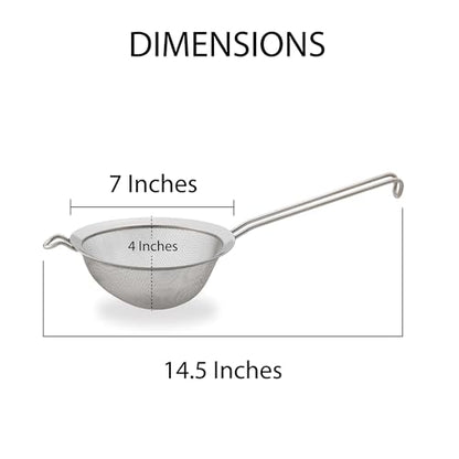 HIC Kitchen Fine Double Mesh Strainer, 18/8 Stainless Steel, 7-Inch, For Sifting Baking Ingredients, Straining, And Draining Stocks, Soups, And Sauces - size: Double Mesh, 7-Inch