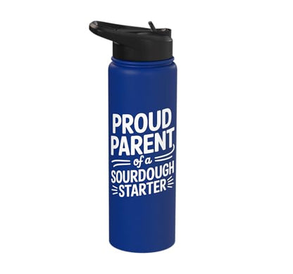 Proud Parent Sourdough Starter Active Yeast Stainless Steel Insulated Water Bottle - color: Royal Blue