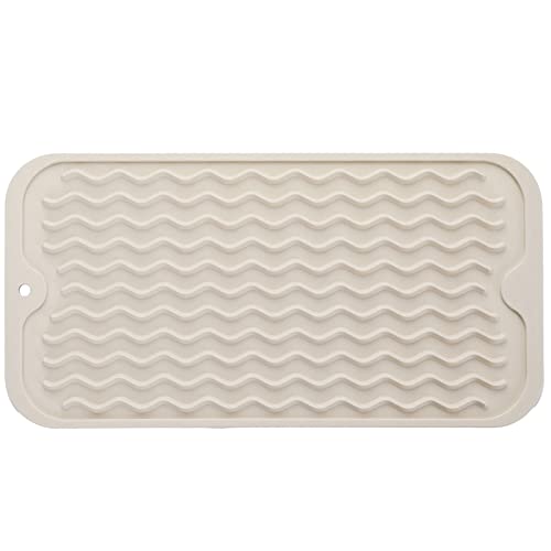MicoYang Silicone Dish Drying Mat for Multiple Usage,Easy clean,Eco-friendly,Heat-resistant Silicone Mat for Kitchen Counter or Sink,Refrigerator or Drawer Liner Tapioca S 12 inches x 6 inches - color: Tapioca, size: 12"L x 6"W
