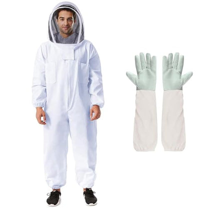 Bee Suit Professional Beekeeper Suit for Men Women | Full Body Veil Hood Beekeeping Supplies Costume for Beekeeper (XXL (with Gloves)) - size: XXL (with Gloves)