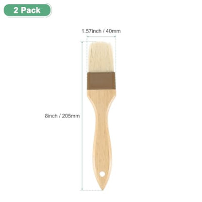 M METERXITY 2-Pack Pastry Brush, Wooden Handle Natural Bristle Basting BBQ Oil Brush for Cooking/Barbecue/Kitchen [1.6"] - size: 1.6"