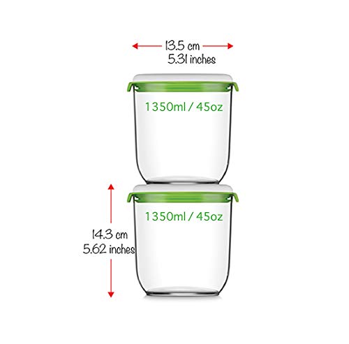 FOSA Vacuum Seal Containers, 2 Pack 45 oz, Vacuum Container for Food Storage, Food Containers for Vacuum Seal, Airtight Vacuum Food Containers, Durable Storage Solution (Vacuum Pump Not Included) - size: 45oz × 2