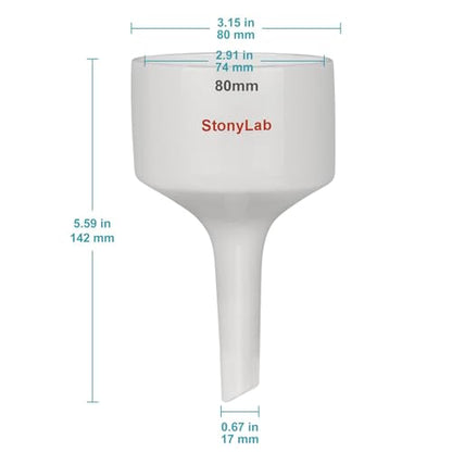 stonylab Filter Kit and Filter Paper Bundle, Porcelain Buchner Funnel 80mm and 250 ml Borosilicate Glass Filtering Flask and Filter Adapter Cones and Vacuum Rubber Tubing and Filter Paper