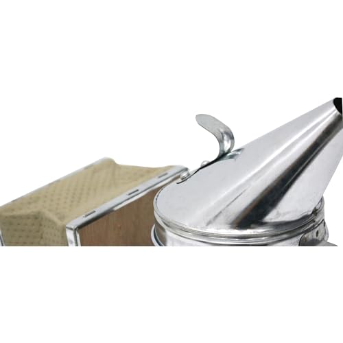 New Galvanised Bee Hive Smoker Stainless Steel/Heat Shield Beekeeping Equipment,Bee Smoker Stainless Steel Beehive Smoker with Heat Shield