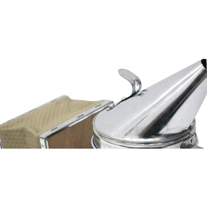 New Galvanised Bee Hive Smoker Stainless Steel/Heat Shield Beekeeping Equipment,Bee Smoker Stainless Steel Beehive Smoker with Heat Shield