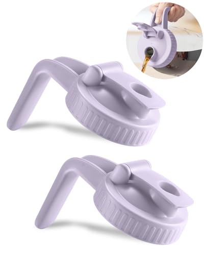 2 Pack Wide Mouth Mason Jar Lids V-Shaped with Handle, Mason Jar Pour Spout Lid with Extended Flip Lid Easy to Open, Airtight Leak Proof and Durable - color: purple, size: 2pcs