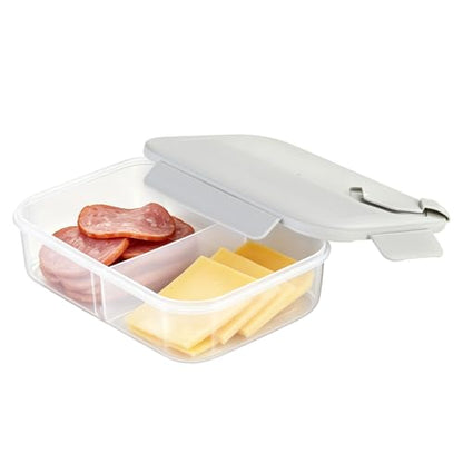 Meat and Cheese Container for Fridge, Deli Meat Container for Fridge Organizers and Storage, Categorized Storage for Neater Organization, Double Compartment Snack Container with Lid, Keep Food Fresh