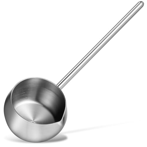 Luxshiny Stainless Steel Soup Ladle With Pour Spout Long Handle Water Oil Ladle for Kitchen Cooking Serving Soups and Drizzle Sauces Silver 280ml