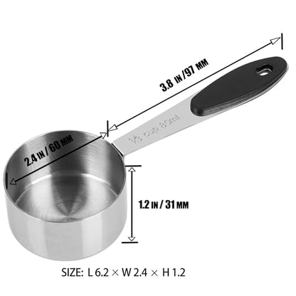 DOTINGHUX 1/3 Cup Magnetic Grips Stainless Steel Measuring Cup -1PCS - size: 1/3 cup