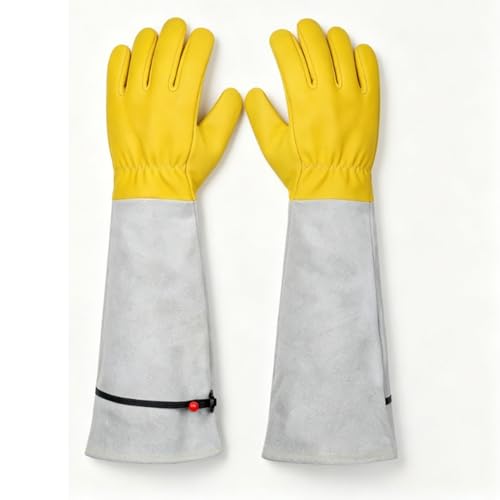 Brrnoo 2pcs Goatskin Leather Thorn Proof Forearm Gloves Thorn Arm Protection Gloves Protective Long Sleeve with Elastic Wrist Strap (S)