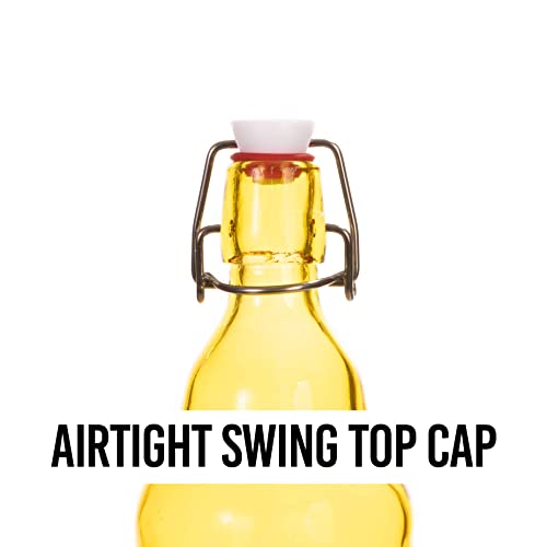 Cocktailor Glass Grolsch Beer Bottles (12-pack, 33.8 oz./1000 mL) Airtight Seal with Swing Top/Flip Top Stoppers - Home Brewing Supplies, Fermenting of Alcohol, Kombucha Tea, Wine, Soda - Yellow