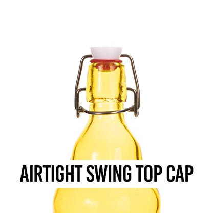 Cocktailor Glass Grolsch Beer Bottles (12-pack, 33.8 oz./1000 mL) Airtight Seal with Swing Top/Flip Top Stoppers - Home Brewing Supplies, Fermenting of Alcohol, Kombucha Tea, Wine, Soda - Yellow