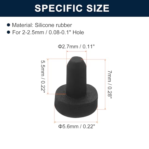 uxcell 32 Pieces Black Rubber Stopper, 2.7mm Plug Holes for 2-2.5mm/0.08-0.1" Hole - size: 2-2.5 mm