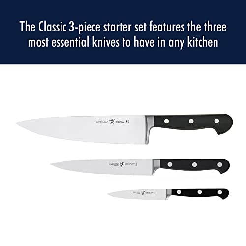 Henckels Classic 3-Pc Starter Chef Knife Set, Razor-Sharp German Engineered | Fully Forged Construction Provides Balance with Traditional Triple-Rivet Handles Enables Comfortable Easy Cutting. - style: Kitchen Knife Set