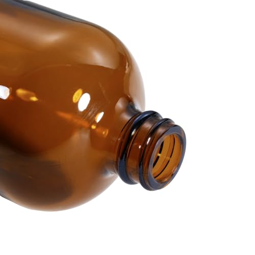 16 oz Amber Glass Boston Round Bottles, 2 Pack | Black Airtight Polycone Caps, Reusable, UV-Resistant, For Extracts, Oils, Herbal Remedies, Fermentation - color: AMBER-16OZ
