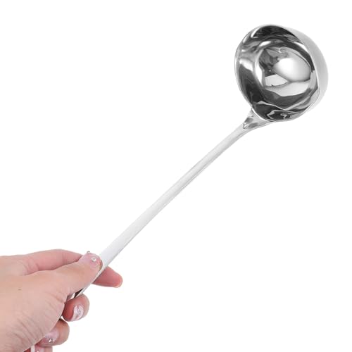Ipetboom Stainless Steel Soup Ladle with Double Pouring Spouts and Long Handle Versatile Kitchen Ladle for Cooking Serving and Canning 10.62X2.95X1.96In