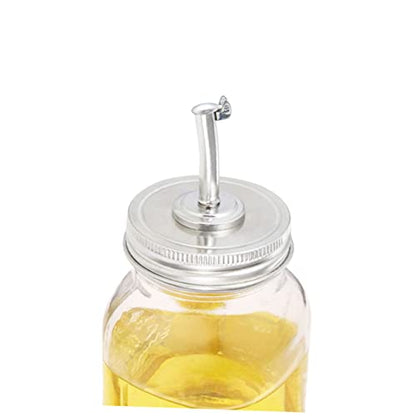 2pcs Stainless Steel Jar Pour Spout Lids Wide Mouth Replacement Lid for Oil Vinegar Liquor Soy Sauce Bottles Easy Pour and Store Leak-resistant Kitchen Accessory