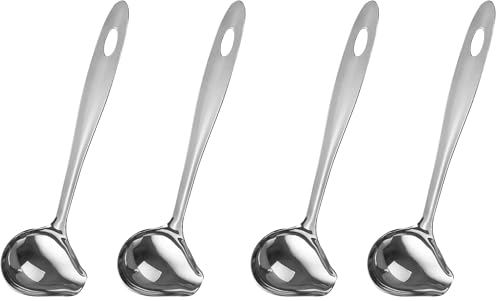 2 PCS Gravy Ladle with Pour Spout, 10.6 inch Long Handle Sauce Ladle, Stainless Steel Saucier Drizzle Spoon for Spooning Gravies Sauces Dressings Kitchen Utensil (Pack of 2) - size: 3.15 x 10.6 inch (Pack of 2)