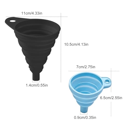 4-Pack Silicone Collapsible Funnel Set - Small & Large Foldable Kitchen Funnels for Liquid Transfer, Food-Grade & Easy to Store, Perfect for Filling Water Bottles & Jars