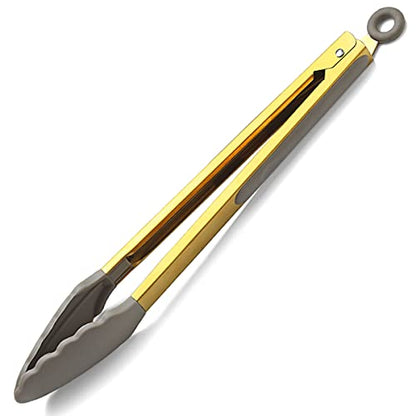 Gold Cooking Tongs, Berglander Heavy Duty Food Tongs For Cooking With Silicone Tips And Titanium Gold Plating Handle, Kitchen Tongs, Grill Tongs, Dishwasher Safe, Easy to Clean - style: i. Cooking Tong