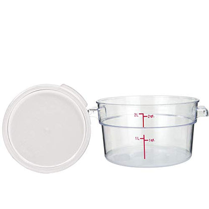 Tiger Chef 2 Quart Commercial Grade Clear Food Storage Round Polycarbonate Containers With Clear Lids - size: 2 Quart